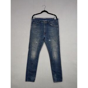 Levis Jeans Mens 36x34 Blue Big E Orange Tab 605 Distressed Paint Splatter Denim